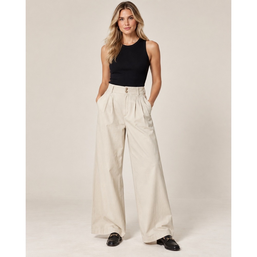 Madewell The Harlow Wide-Leg Pants Size 6 Cream